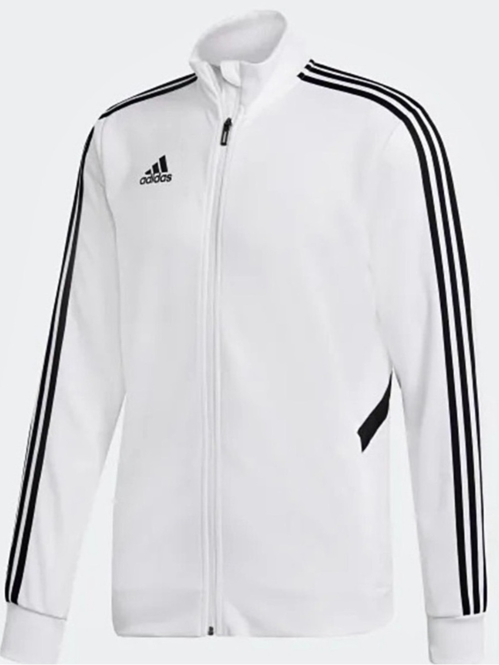 Adidas Men's Tiro Climalite Track Jacket White Black Stripes Size Medium